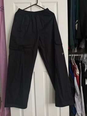 Gymshark Black Men’s Cargo Track Pants - Athletic Fit